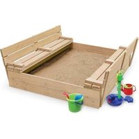 Sandkasten mit Deckel & Sitz - Klappdeckel - 120 x 120 cm von VIKING CHOICE