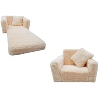 Kinderschlafsofa und Gästebett in einem - 100cm x 36cm x 25cm - beiger Plüsch Kinderschlafsofa und Gästebett in einem - 100cm x 36cm x 25cm - beiger Plüsch von VIKING CHOICE