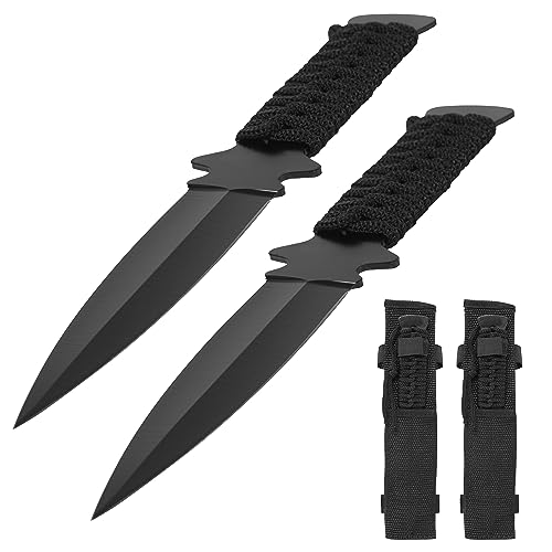 *2x* Einsatzmesser VALHALL EDITION - Messer in schwarz - Throwing Knife ca. 22 cm Kunai Dolch Dagger Stiefeldolch Beinmesser von VIKING GEAR