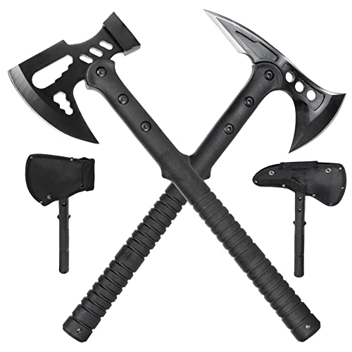 Set 2 Äxten 1x M48 Tactical Tomahawk mit Sanddorn - 1x Survival-Axt mit Hammer perfekt als Outdoor-Campingaxt - Axt mit Nylontasche von VIKING GEAR