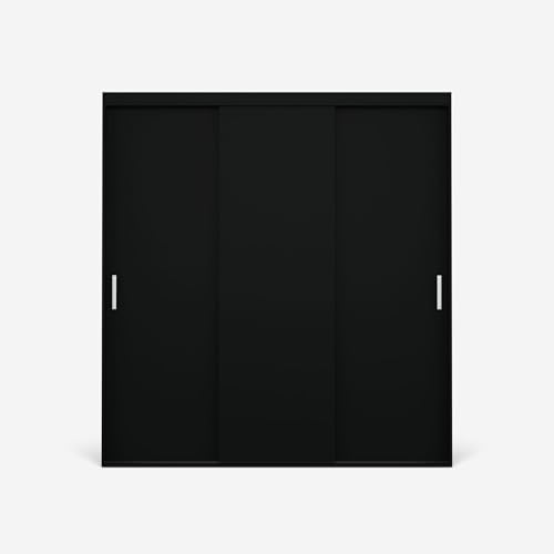 VIKK - Kleiderschrank - Garderobenschrank Groß - 190x60x245cm - Schrank mit Schiebetüren, 2 Kleiderstangen - für Schlafzimmer, Flur - SOLA Cashmere - Schwarz, Innenausstattung MAX VIKK - Kleiderschrank - Garderobenschrank Groß - 190x60x245cm - Schrank mit Schiebetüren, 2 Kleiderstangen - für Schlafzimmer, Flur - SOLA Cashmere - Schwarz, Innenausstattung MAX von VIKK