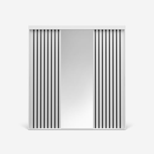 VIKK - Kleiderschrank - Garderobenschrank Groß mit Spiegel - 220x60cm245cm - Schrank mit Schiebetüren, 2 Kleiderstangen, für Schlafzimmer, Flur - Horten Weiß, Innenausstattung MAX VIKK - Kleiderschrank - Garderobenschrank Groß mit Spiegel - 220x60cm245cm - Schrank mit Schiebetüren, 2 Kleiderstangen, für Schlafzimmer, Flur - Horten Weiß, Innenausstattung MAX von VIKK