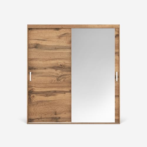 VIKK - Kleiderschrank Schiebeschrank, Schrank Fjell - Wohnzimmer, Flur, Schlafzimmer - Garderobenschrank mit Spiegel - Schiebetürsystem, robuste Konstruktion von VIKK