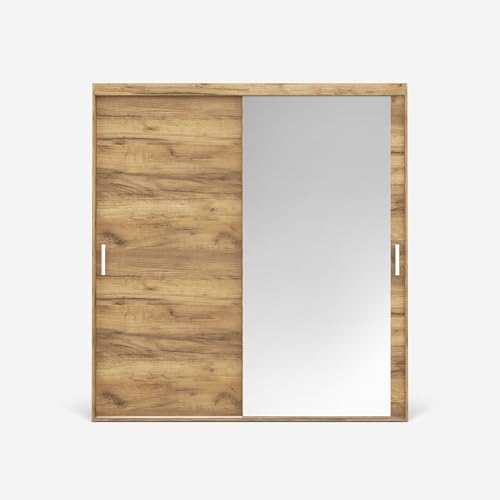 VIKK - Kleiderschrank Schiebeschrank, Schrank Fjell - Wohnzimmer, Flur, Schlafzimmer - Garderobenschrank mit Spiegel - Schiebetürsystem, robuste Konstruktion von VIKK