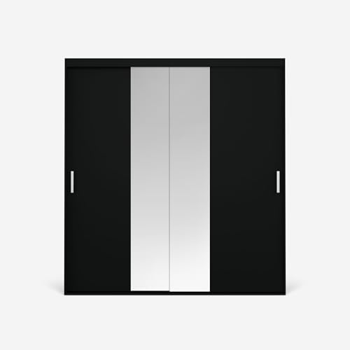 VIKK - Kleiderschrank Schiebeschrank, Schrank Rygge - Wohnzimmer, Flur, Schlafzimmer - Garderobenschrank mit Spiegel - Schiebetürsystem, robuste Konstruktion von VIKK