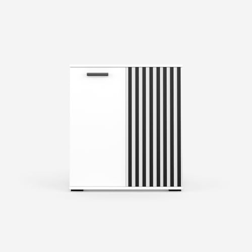 VIKK - Kommode Sideboard, Mehrzweckschrank Komodenschrank, Wohnzimmer Schlafzimmer Möbel, Schlafzimmerschrank mit 3D Lamellen - Kommode Flur Neide 4, 80x45x88cm, 6 Regalen - Weiß von VIKK