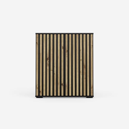 VIKK - Kommode Sideboard, Mehrzweckschrank Komodenschrank, Wohnzimmer Schlafzimmer Möbel, Schlafzimmerschrank mit 3D Lamellen - Kommode Flur Neide 5, 80x45x88cm, 6 Regalen - Schwarz VIKK - Kommode Sideboard, Mehrzweckschrank Komodenschrank, Wohnzimmer Schlafzimmer Möbel, Schlafzimmerschrank mit 3D Lamellen - Kommode Flur Neide 5, 80x45x88cm, 6 Regalen - Schwarz von VIKK