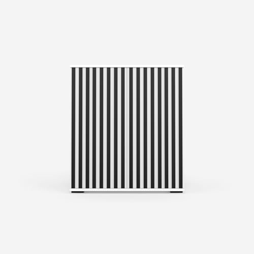 VIKK - Kommode Sideboard, Mehrzweckschrank Komodenschrank, Wohnzimmer Schlafzimmer Möbel, Schlafzimmerschrank mit 3D Lamellen - Kommode Flur Neide 5, 80x45x88cm, 6 Regalen - Weiß von VIKK