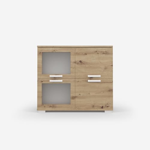 VIKK - Kommode Sideboard, Mehrzweckschrank Komodenschrank, Wohnzimmer Schlafzimmer Möbel, Schlafzimmerschrank mit Minimalistischen Griffen - Kommode Flur Kviby 2, 90x45x88cm, 4 Regalen - Artisan VIKK - Kommode Sideboard, Mehrzweckschrank Komodenschrank, Wohnzimmer Schlafzimmer Möbel, Schlafzimmerschrank mit Minimalistischen Griffen - Kommode Flur Kviby 2, 90x45x88cm, 4 Regalen - Artisan von VIKK