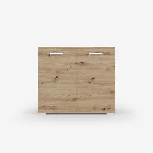 VIKK - Kommode Sideboard, Mehrzweckschrank Komodenschrank, Wohnzimmer Schlafzimmer Möbel, Schlafzimmerschrank mit Minimalistischen Griffen - Kommode Flur Kviby 6, 90x45x88cm, 6 Regalen - Artisan von VIKK