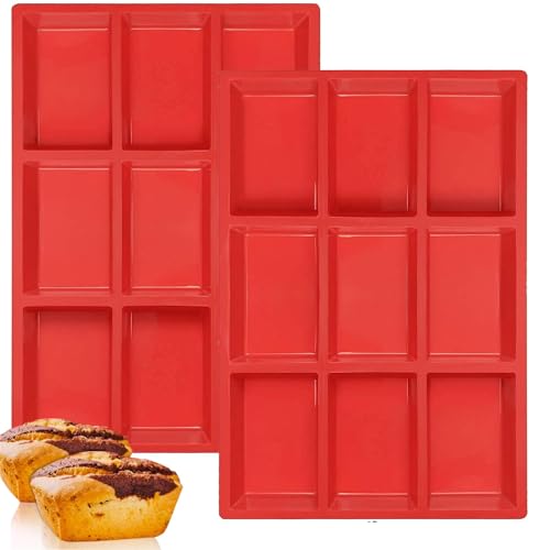 VIKKI Mini-Kastenform aus Silikon, antihaftbeschichtet, 9 Mulden, Mini-Brotform, Silikon-Brotbackformen für Mini-Kuchen, Brot, Hackbraten, Maisbrot, Brownie, Muffin, rechteckige Seife, 2 Stück VIKKI Mini-Kastenform aus Silikon, antihaftbeschichtet, 9 Mulden, Mini-Brotform, Silikon-Brotbackformen für Mini-Kuchen, Brot, Hackbraten, Maisbrot, Brownie, Muffin, rechteckige Seife, 2 Stück von VIKKI