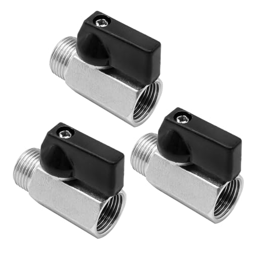 VIKKSAER 3/8 Zoll Messing Mini Kugelhahn NPT Stecker X Buchse Absperrventil Mini Messing Kugelhahn 3 Stück von VIKKSAER