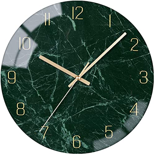 VIKMARI Glass wanduhr Silent-Non Ticking Wand Clocks- qualität Quarz-batteriebetriebene runde 12 Inch dunkelgrün von VIKMARI
