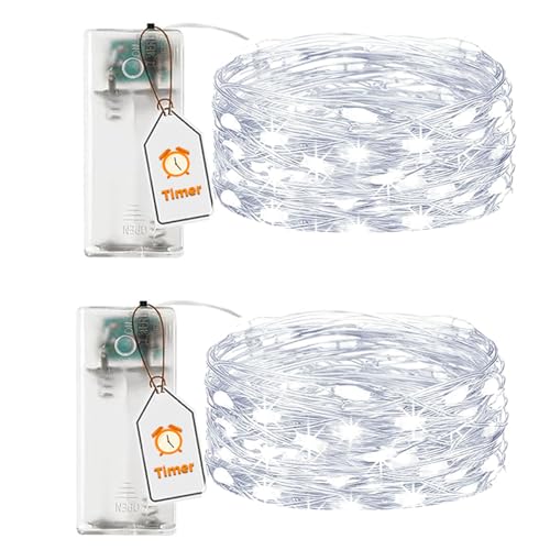VIKY® LED Lichterkette Batterie mit Timer (Kaltes Weiß, 2) von VIKY
