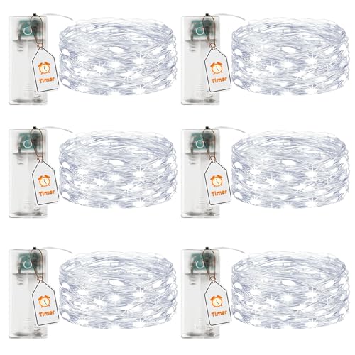 VIKY® LED Lichterkette Batterie mit Timer (Kaltes Weiß, 6) von VIKY