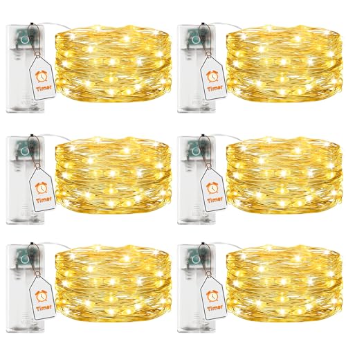 VIKY® LED Lichterkette Batterie mit Timer (Warmweiß, 6) von VIKY