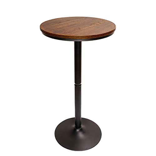 VILAVITA Abnehmbarer Bartisch, Holz, runde Kneipentisch, Holzplatte mit Metallbein und Sockel, 55 cm oben und 102 cm hoch, Retro-Finish von VILAVITA