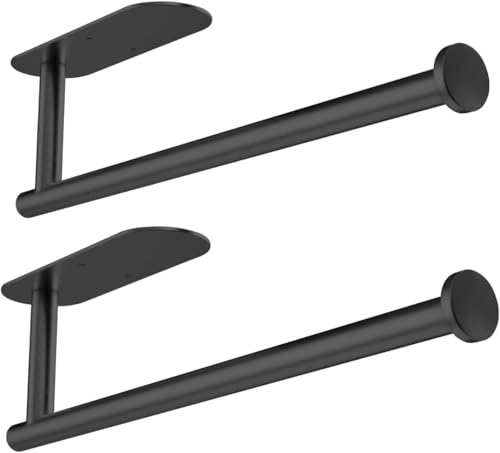 2 Stück Küchenrollenhalter Ohne Bohren Kuchenroller Halter, Selbstklebend Praktisch Rollenhalter Unter Schrank FüR KüChe Aufbewahrung Organisation KüChenrollenhalter, Schwarz von VILCEN
