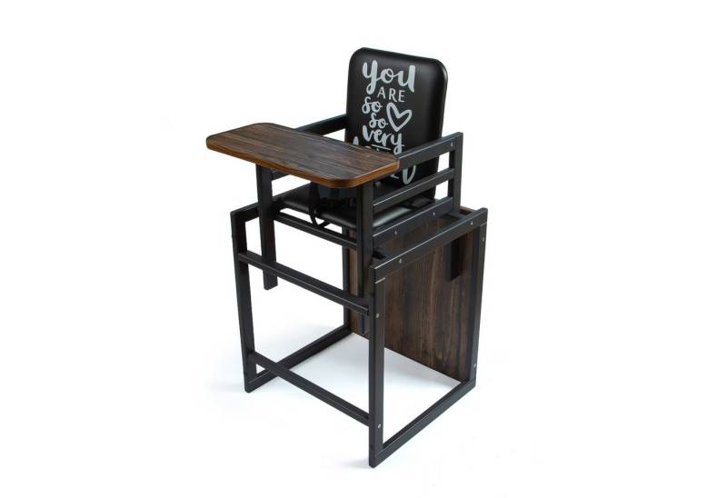 VILHA THE CHILDREN'S FURNITURE FACTORY Kombihochstuhl 2-in-1 Babystuhl aus Holz, Baby Hochstuhl Graphit von VILHA THE CHILDREN'S FURNITURE FACTORY