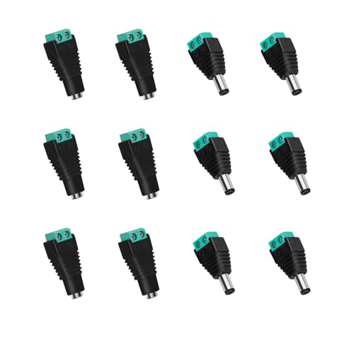 6 Paar 5,5 mm x 2,1 mm Männlich und Weiblich DC-Stecker Buchse Netzadapter für CCTV-Kamera, LED-Leiste leuchtet Adapter Plug Jack Adapter Connector (6 x DC Buchse, 6 x DC Stecker) von VILHTL