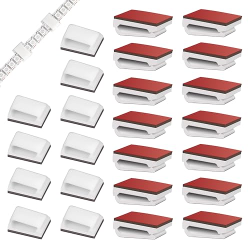 VILHTL 80 Pcs Cable Tidy Management Selbstklebende Kabelklemmen, Klemmen Fix Led Light Clips (für 10mm / 0.39in Wide Strip Light) von VILHTL