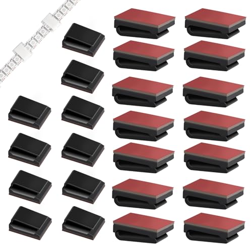 VILHTL 80 Pcs Cable Tidy Management Selbstklebende Kabelklemmen, Klemmen Fix Led Light Clips (für 8mm / 0.31in Wide Strip Light) von VILHTL