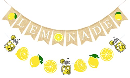 VILIFEVER Jute Limonade Banner für Limonade Stand Dekorationen, Zitronengirlande Sommer Zitrone Party Dekorationen Limonade Thema Brautdusche Geburtstag Party Supplies Zitrone Dekor VILIFEVER Jute Limonade Banner für Limonade Stand Dekorationen, Zitronengirlande Sommer Zitrone Party Dekorationen Limonade Thema Brautdusche Geburtstag Party Supplies Zitrone Dekor von VILIFEVER