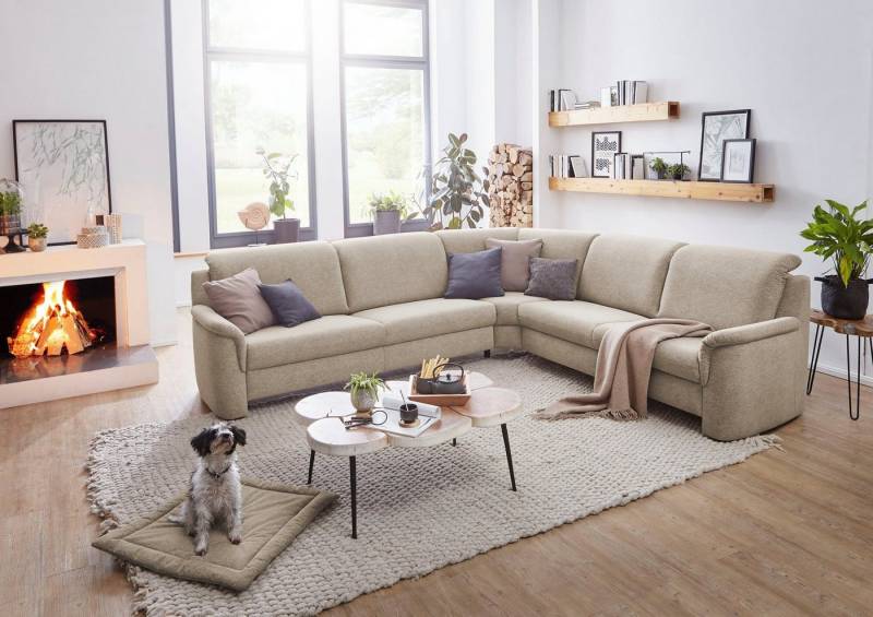 VILLA BECK Ecksofa Garda L-Form, 4 Teile, inklusive Kopfteilverstellung, Stellmaß 277x245cm von VILLA BECK