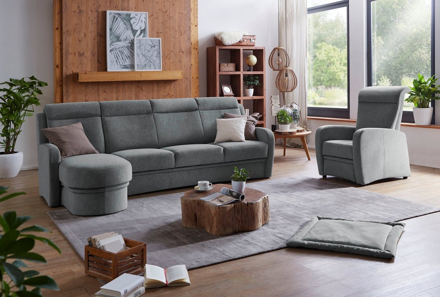 VILLA BECK Ecksofa Varese L-Form, 2 Teile, Kopfteilverstellung, wahlweise mit Sitzvorzug, in Sitzhöhe 49 cm von VILLA BECK