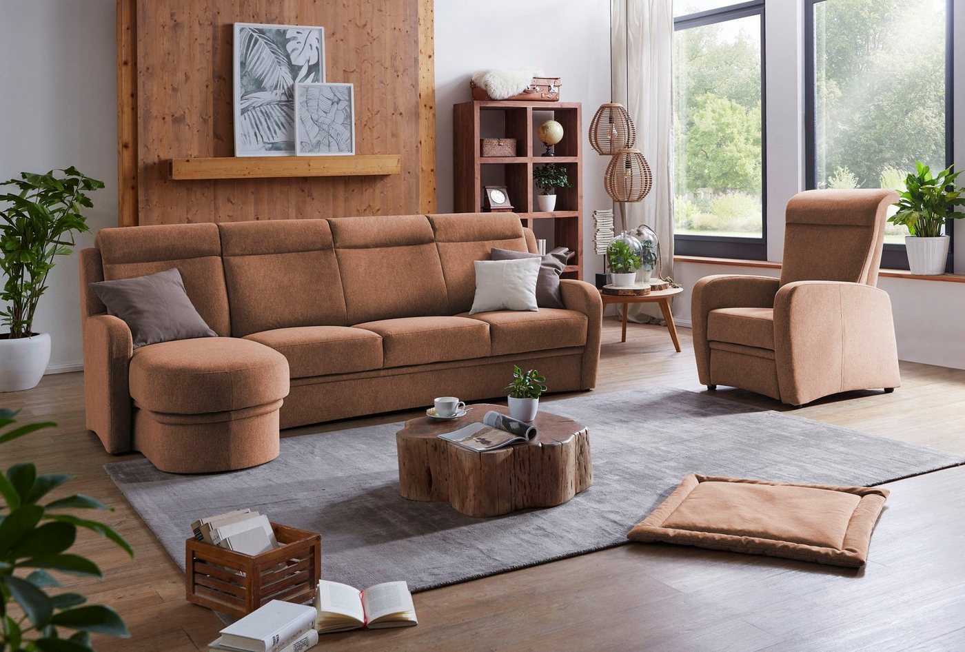 VILLA BECK Ecksofa Varese, 2 Teile, Kopfteilverstellung, wahlweise mit Sitzvorzug, in Sitzhöhe 49 cm von VILLA BECK