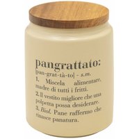 800 ml Glas in cremegeläuteten Steinzeug mit Bambus -Victary Deckel - Pangrattato - Pangrattato von VILLA D'ESTE