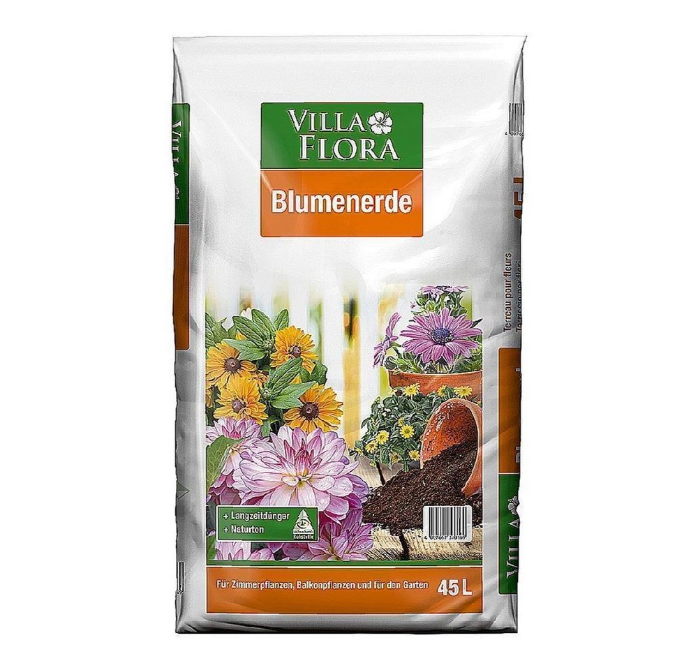 VILLA FLORA Blumenerde 45l Pflanzerde Gartenerde Pflanzenerde anwendungsfertig von VILLA FLORA