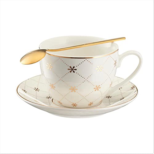 VILLA ITALIA - FABIOLA Cappuccino Tassen Set mit Teelöffel - Porzellan Kaffeetassen Set Weiß - Elegante Tasse mit Untertasse - Kaffeeservice - Kaffeebecher Porzellan VILLA ITALIA - FABIOLA Cappuccino Tassen Set mit Teelöffel - Porzellan Kaffeetassen Set Weiß - Elegante Tasse mit Untertasse - Kaffeeservice - Kaffeebecher Porzellan von VILLA ITALIA