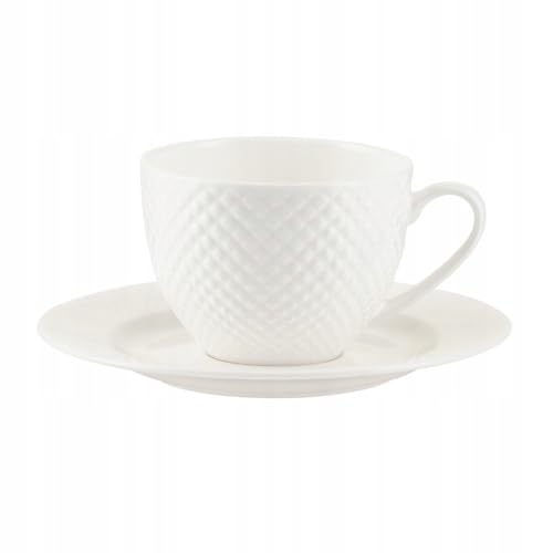 VILLA ITALIA Kaffee- und Teegeschirr - Porzellan - Kaffeebecher - Espressotasse - Kaffeetasse - Feine Porzellantasse - Elegante Kaffeetasse aus Porzellan 250 ml BARI WHITE von VILLA ITALIA