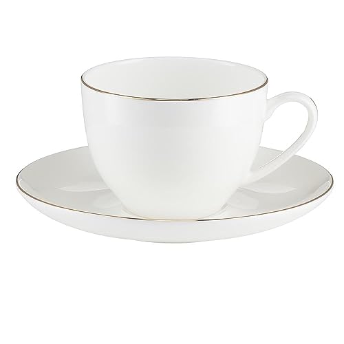 VILLA ITALIA Kaffee - und Teegeschirr - Porzellan - Kaffeebecher - Porzellan - Espressotasse - Keramik - Kaffeetasse - Feine Porzellantasse - Elegante Kaffeetasse aus Porzellan 260 ml BOSTON Gold von VILLA ITALIA