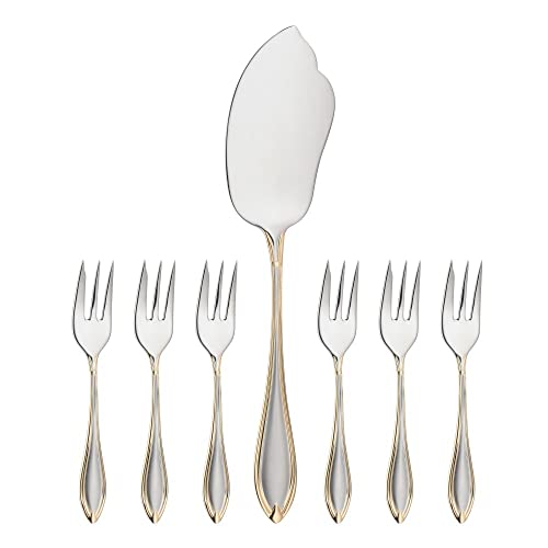 VILLA ITALIA Kuchengabel - Set mit Schaufel Set schickes Besteck mit VerGoldung Edelstahl Chromiklstahl Tafelbesteck für 6 Personen ACAPULCO VILLA ITALIA Kuchengabel - Set mit Schaufel Set schickes Besteck mit VerGoldung Edelstahl Chromiklstahl Tafelbesteck für 6 Personen ACAPULCO von VILLA ITALIA