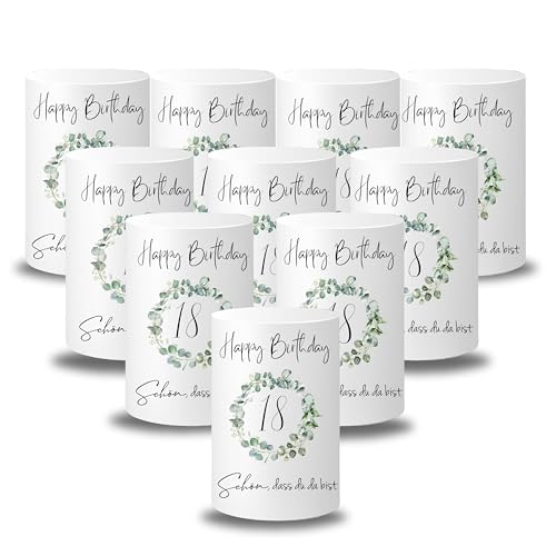 10 Windlicht Tischdeko | 18. Geburtstag für Jungen & Mädchen | Geeignet als Teelichthalter oder für Kerzen Deko | Schön DASS du da bist | Windlicht Papier Teelicht von VILLA ROSA LOTTA