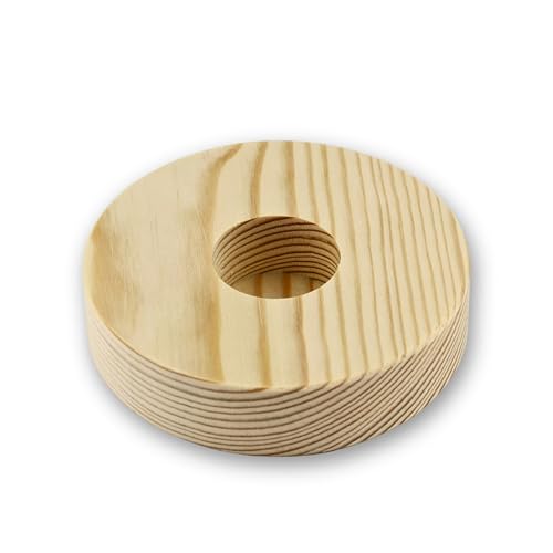 Kerzenuntersetzer „Kreis“ aus Holz Kiefer | Kerzenhalter 4 cm Durchmesser Ständer für Taufkerze, Kommunionkerze, Altarkerzen | Holzuntersetzer Stumpenkerzen von VILLA ROSA LOTTA