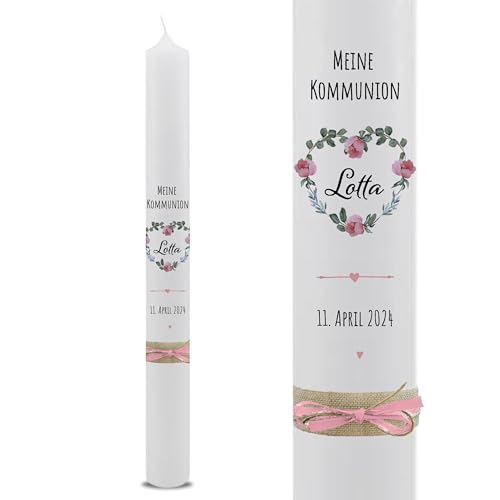 VILLA ROSA LOTTA – Personalisierbare Kommunionkerze Taufkerze „Lotta“ mit Wunschdaten und Rückseite | Pfingstrosen | 40 cm x 4 cm | für Jungen und Mädchen | Altarkerze elfenbein VILLA ROSA LOTTA – Personalisierbare Kommunionkerze Taufkerze „Lotta“ mit Wunschdaten und Rückseite | Pfingstrosen | 40 cm x 4 cm | für Jungen und Mädchen | Altarkerze elfenbein von VILLA ROSA LOTTA