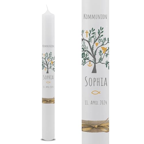 VILLA ROSA LOTTA – Personalisierbare Kommunionkerze Taufkerze „Sophia“ mit Wunschdaten und Rückseite | Lebensbaum Motiv | 40 cm x 4 cm | für Jungen und Mädchen | Altarkerze elfenbein VILLA ROSA LOTTA – Personalisierbare Kommunionkerze Taufkerze „Sophia“ mit Wunschdaten und Rückseite | Lebensbaum Motiv | 40 cm x 4 cm | für Jungen und Mädchen | Altarkerze elfenbein von VILLA ROSA LOTTA