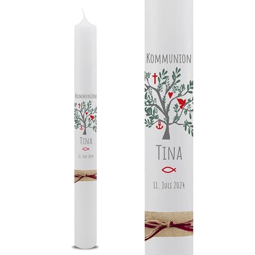 VILLA ROSA LOTTA – Personalisierbare Kommunionkerze Taufkerze „Tina“ mit Wunschdaten und Rückseite | Lebensbaum Motiv | 40 cm x 4 cm | für Jungen und Mädchen | Altarkerze elfenbein VILLA ROSA LOTTA – Personalisierbare Kommunionkerze Taufkerze „Tina“ mit Wunschdaten und Rückseite | Lebensbaum Motiv | 40 cm x 4 cm | für Jungen und Mädchen | Altarkerze elfenbein von VILLA ROSA LOTTA
