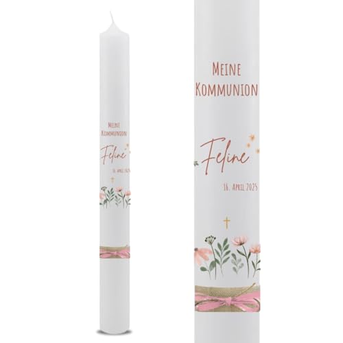 VILLA ROSA LOTTA – Personalisierbare Kommunionkerze "Feline" mit Wunschdaten und Rückseite | christliche Symbole | 40 cm x 4 cm | Blumen | für Jungen und Mädchen VILLA ROSA LOTTA – Personalisierbare Kommunionkerze "Feline" mit Wunschdaten und Rückseite | christliche Symbole | 40 cm x 4 cm | Blumen | für Jungen und Mädchen von VILLA ROSA LOTTA