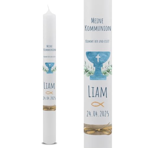 VILLA ROSA LOTTA – Personalisierbare Kommunionkerze "Liam" mit Wunschdaten und Rückseite | christliche Symbole | 40 cm x 4 cm |Kelch | für Jungen und Mädchen | Motto 2025 VILLA ROSA LOTTA – Personalisierbare Kommunionkerze "Liam" mit Wunschdaten und Rückseite | christliche Symbole | 40 cm x 4 cm |Kelch | für Jungen und Mädchen | Motto 2025 von VILLA ROSA LOTTA