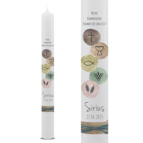 VILLA ROSA LOTTA – Personalisierbare Kommunionkerze "Sirius" mit Wunschdaten und Rückseite | christliche Symbole | 40 cm x 4 cm | für Jungen und Mädchen | Motto 2025 VILLA ROSA LOTTA – Personalisierbare Kommunionkerze "Sirius" mit Wunschdaten und Rückseite | christliche Symbole | 40 cm x 4 cm | für Jungen und Mädchen | Motto 2025 von VILLA ROSA LOTTA