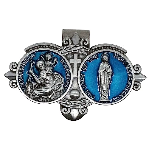 Katholischer Auto-Visier-Clip des Heiligen Christophorus, blaue Akzente, religiöse Dekoration für Auto, LKW, Boot, Schutzpatron der Reisen und Autofahrer, christliches Geschenk (St. Christopher und Katholischer Auto-Visier-Clip des Heiligen Christophorus, blaue Akzente, religiöse Dekoration für Auto, LKW, Boot, Schutzpatron der Reisen und Autofahrer, christliches Geschenk (St. Christopher und von VILLAGE GIFT IMPORTERS