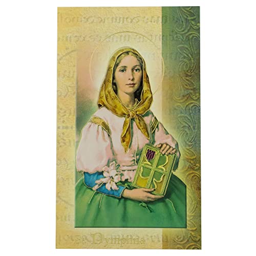 Saint Dymphna Gebetskarte Pamphlet,Vollfarbe mit goldfarbenen Folienakzenten,inklusive Geschichte von St. Dymphna und Gebet,tolles Geschenk zur Konfirmation von VILLAGE GIFT IMPORTERS
