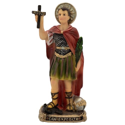 Statue des Heiligen Expeditus, San Expedito, Schutzpatron der dringenden Ursachen, römisch-katholische Heimdekoration, tolles religiöses Geschenk, 12,7 cm Statue des Heiligen Expeditus, San Expedito, Schutzpatron der dringenden Ursachen, römisch-katholische Heimdekoration, tolles religiöses Geschenk, 12,7 cm von VILLAGE GIFT IMPORTERS