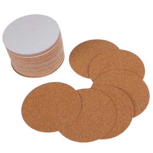 VILLCASE 1 Satz Untersetzer Aus Kork Korktafel Korkbrett Korkplatten Rund Hitzebeständige Tassenuntersetzer Schützender Kaffeeuntersetzer Anti-rutsch-Cup-Pads Light Brown 60st von VILLCASE