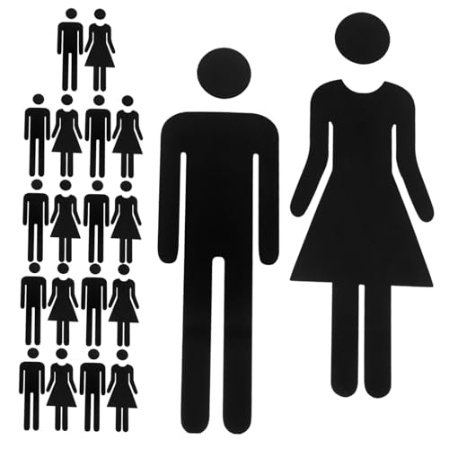 VILLCASE 10 Sätze Spiegel Acryl Wc Türschild Selbstklebend Geschlechtskennzeichnung für Männer Damen Badezimmer Büro Hotel Restaurant Schwarz von VILLCASE