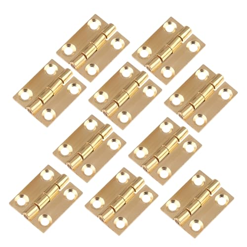 VILLCASE 10 Stück Teiliges Messing Scharniere H-förmig für Schranktüren Küchenmöbel Schmuckboxen Stabile Flache Türscharniere mit Starker Montage Rostbeständig Klassische Goldene Optik von VILLCASE